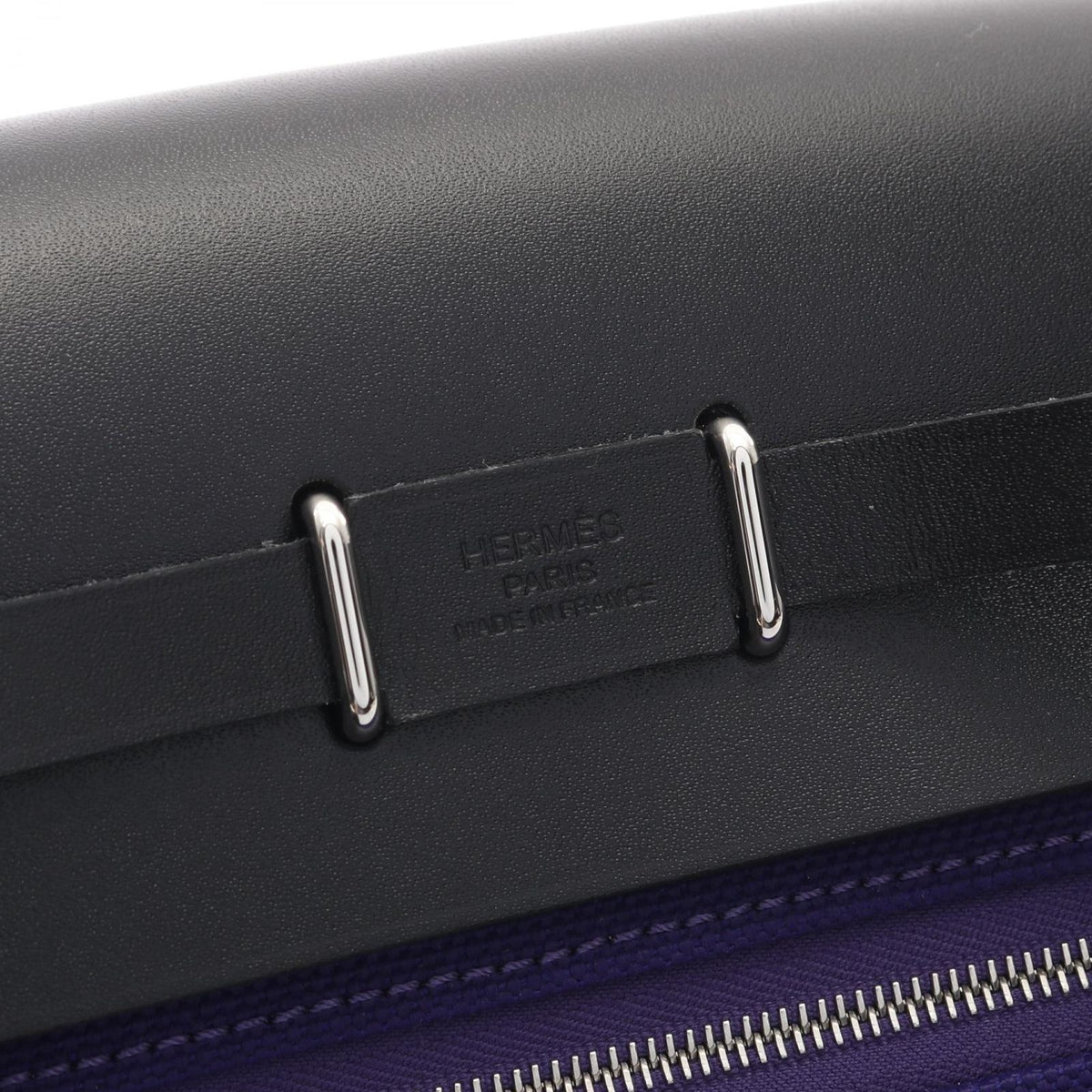Hermes Shoulder Bag Herbag Zip Mini Purple Black Canvas Leather — view 4