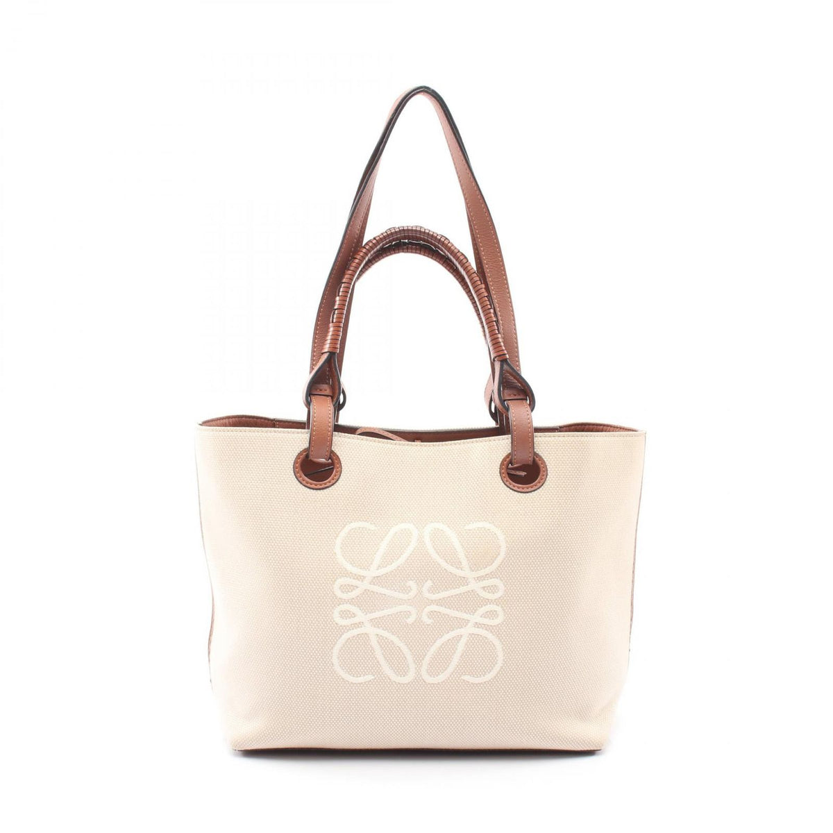 Loewe Tote Bag Anagram 2-Way Natural Brown Canvas Small