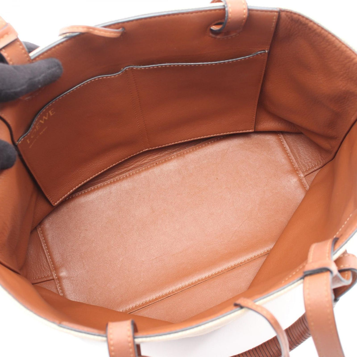 Loewe Tote Bag Anagram 2-Way Natural Brown Canvas Small — view 3