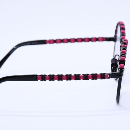 Chanel Round Shape Eyewear Sunglasses Calfskin Leather Black Pink CC Logo — view 8