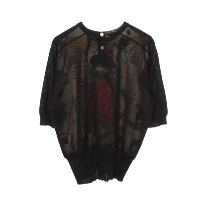 Hermes Knit Plaza de Toros Contrast Short Sleeve Silk Sweater — view 2