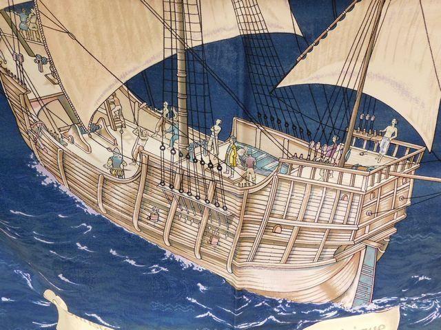 Hermes Christophe Colomb Carre 90 100% Silk Large Scarf Light Blue — view 2
