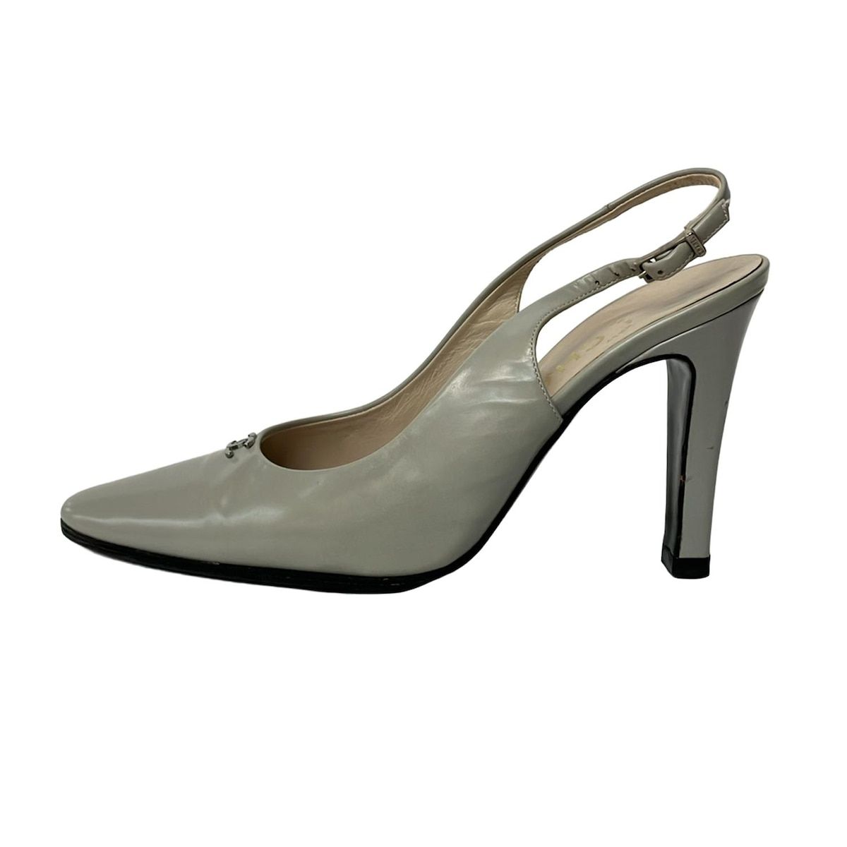 Chanel Sandals Light Gray CC Logo Leather 35.5