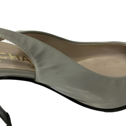 Chanel Sandals Light Gray CC Logo Leather 35.5 — view 8