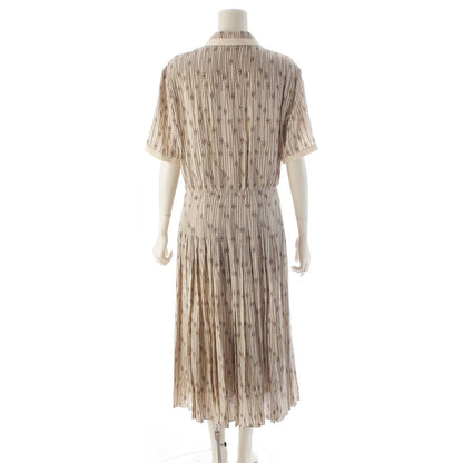 Celine Silk Triomphe All Over Print Dress Ivory White 40 — view 4