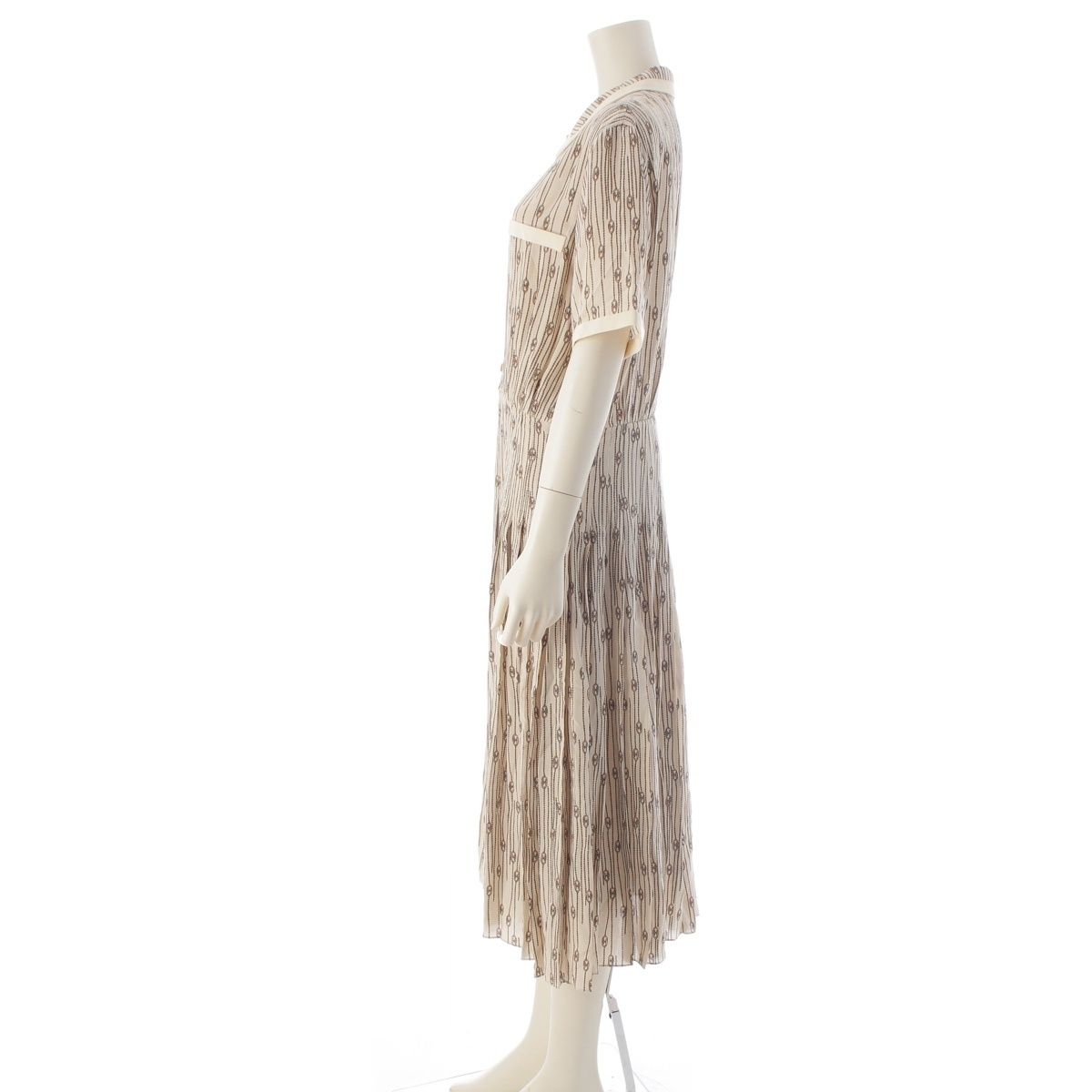 Celine Silk Triomphe All Over Print Dress Ivory White 40 — view 3