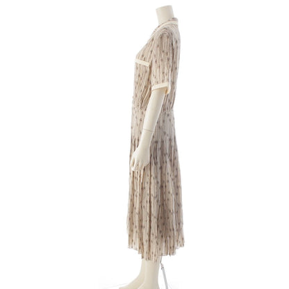 Celine Silk Triomphe All Over Print Dress Ivory White 40 — view 3