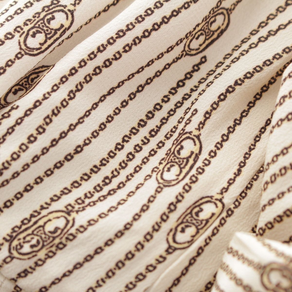 Celine Silk Triomphe All Over Print Dress Ivory White 40 — view 8