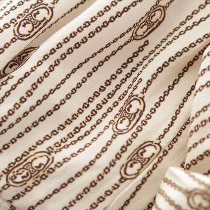 Celine Silk Triomphe All Over Print Dress Ivory White 40 — view 8