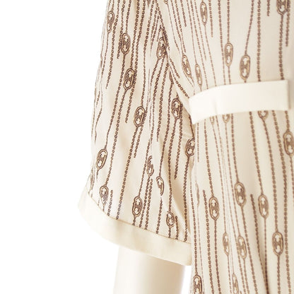 Celine Silk Triomphe All Over Print Dress Ivory White 40 — view 6