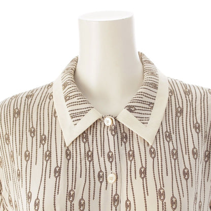 Celine Silk Triomphe All Over Print Dress Ivory White 40 — view 5