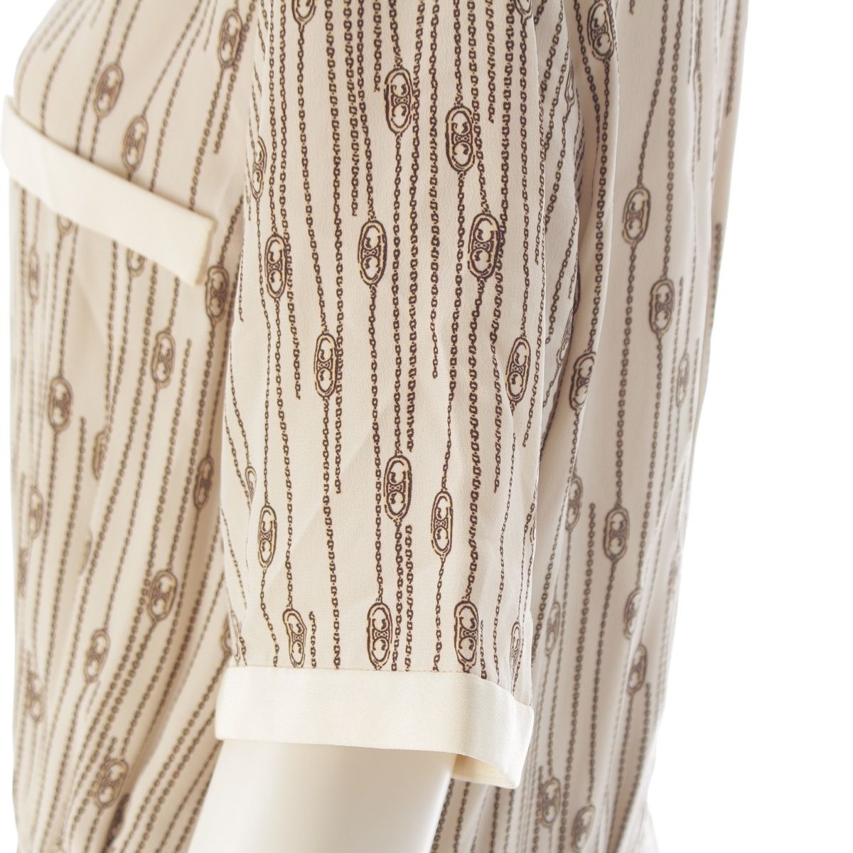 Celine Silk Triomphe All Over Print Dress Ivory White 40 — view 7
