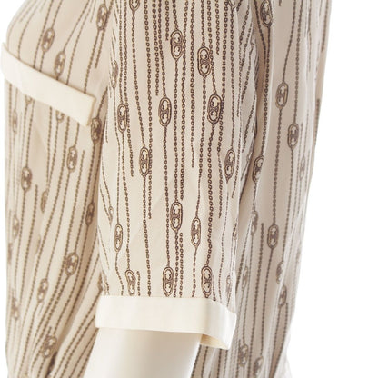 Celine Silk Triomphe All Over Print Dress Ivory White 40 — view 7