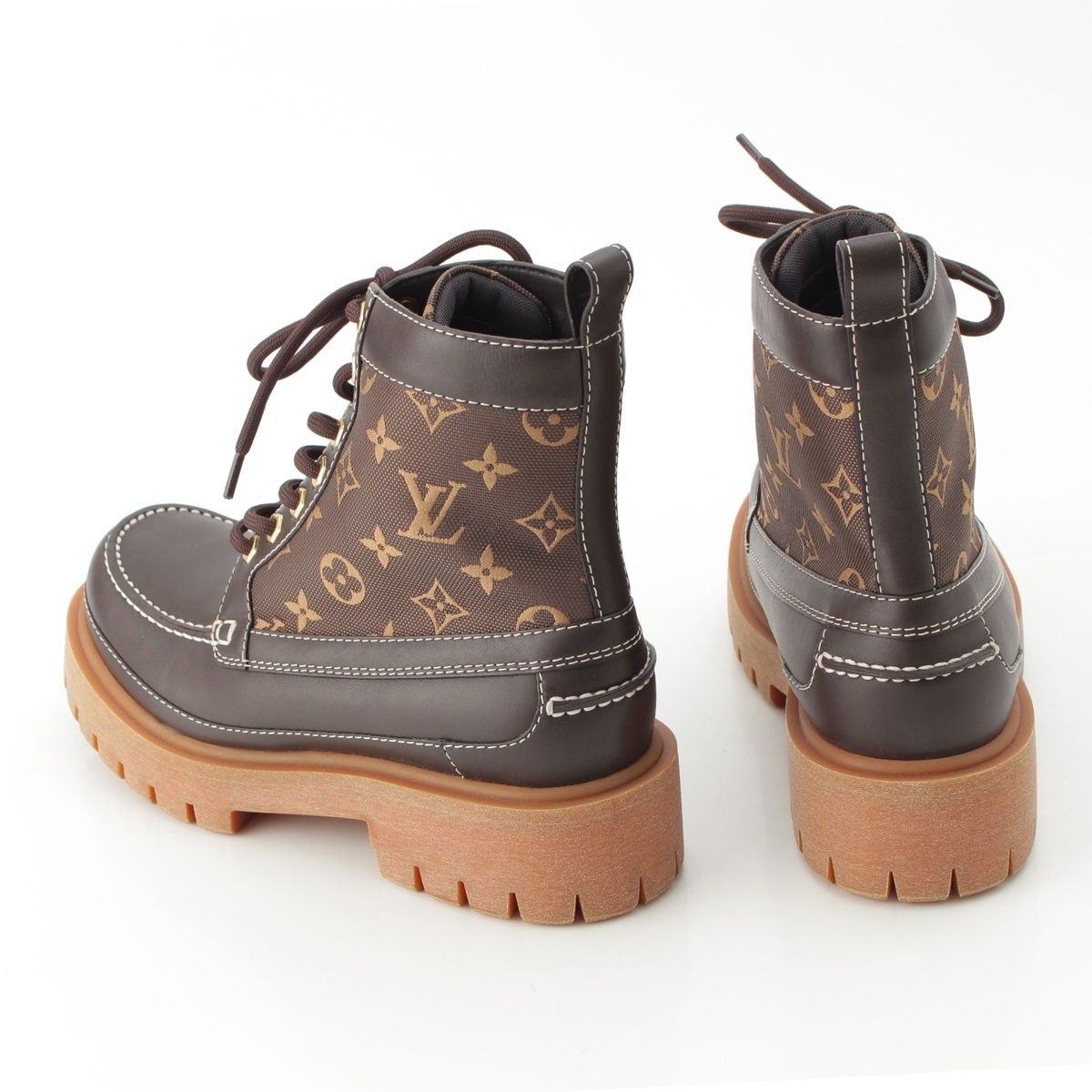 Louis Vuitton LV Remix Monogram Jacquard Ankle Boots Shoes Brown — view 4