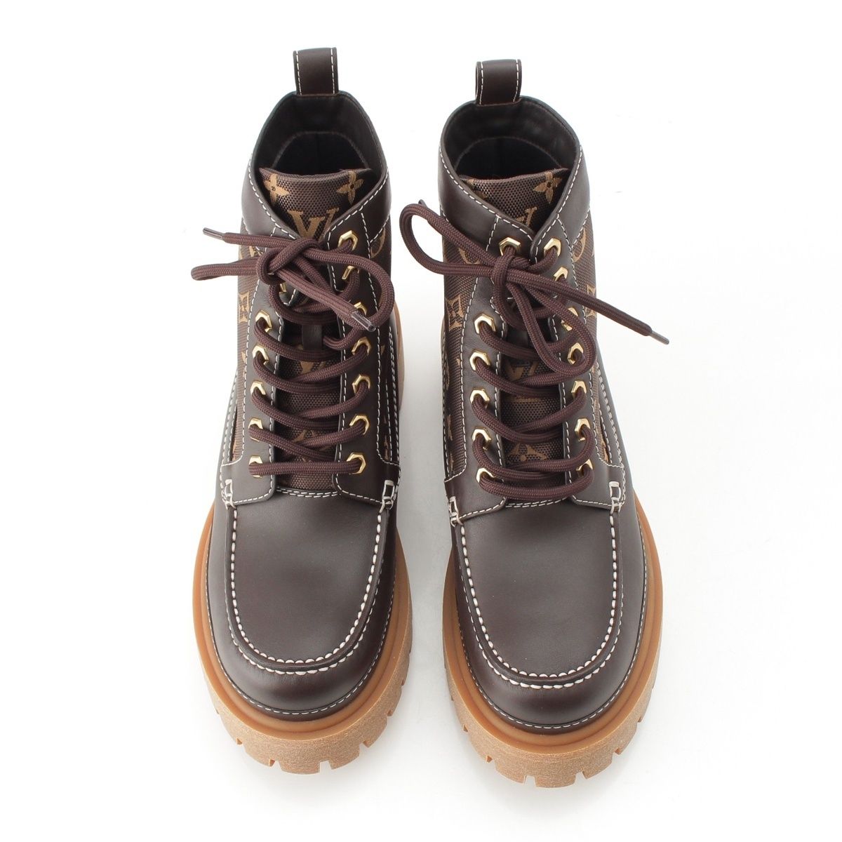 Louis Vuitton LV Remix Monogram Jacquard Ankle Boots Shoes Brown — view 2