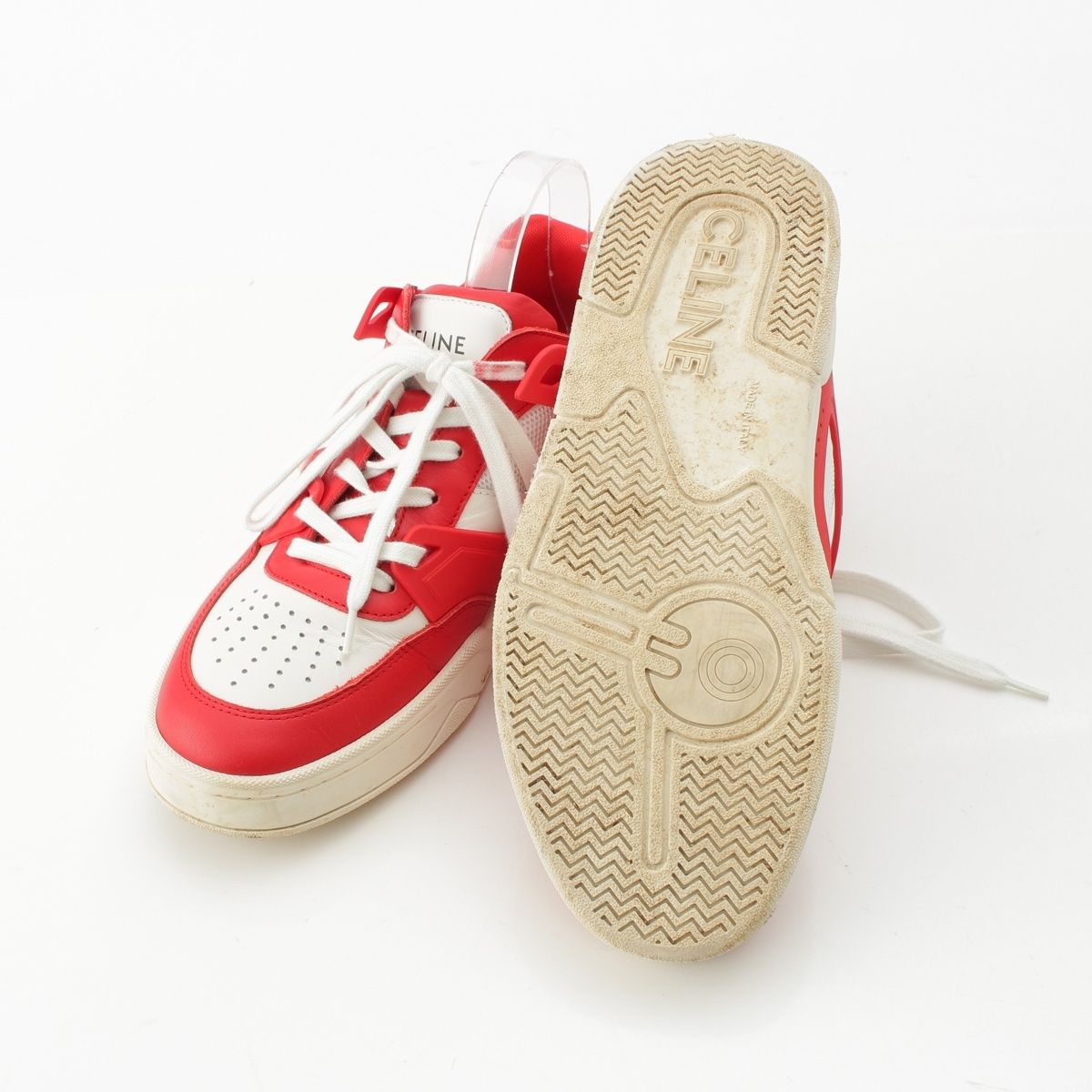 Celine Leather Low-Cut Sneakers Red — view 5