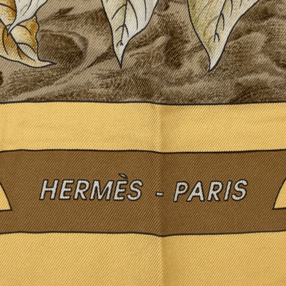 Hermes Carre 90 Casse Noisette Nutcracker Squirrel Pattern Nut Scarf Silk Yellow — view 6