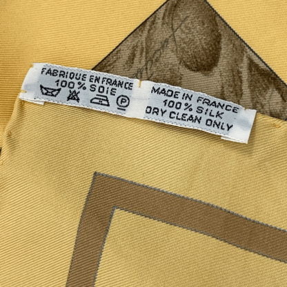 Hermes Carre 90 Casse Noisette Nutcracker Squirrel Pattern Nut Scarf Silk Yellow — view 7