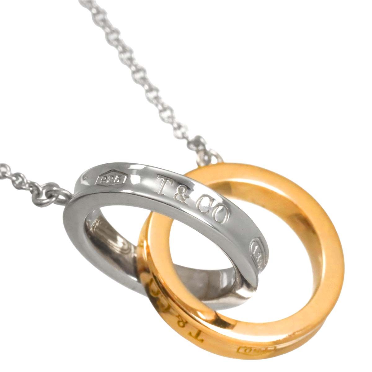 Tiffany & Co 1837 Interlocking Circle Necklace 43 18K Pink Gold Silver Pink Gold — view 3