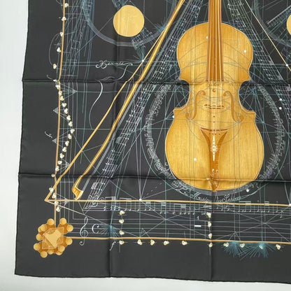 Hermes Scarf Silk Carre 90 Music Played By Spheres la Musique Des Black — view 4