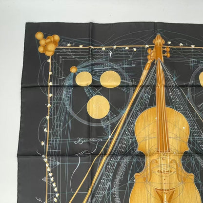 Hermes Scarf Silk Carre 90 Music Played By Spheres la Musique Des Black — view 2