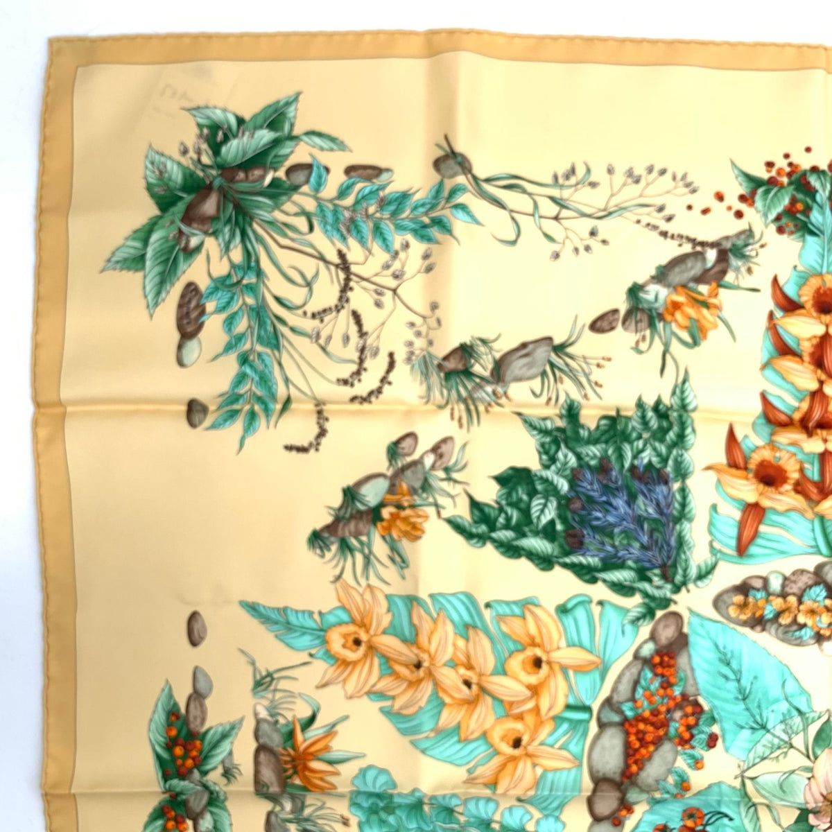 Hermes Carre 90 Pythagore Pythagoras Yellow Multicolor Silk Scarf — view 2