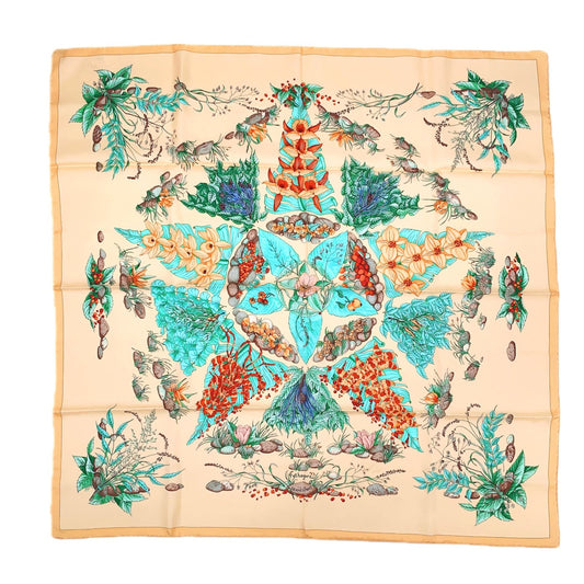 Hermes Carre 90 Pythagore Pythagoras Yellow Multicolor Silk Scarf