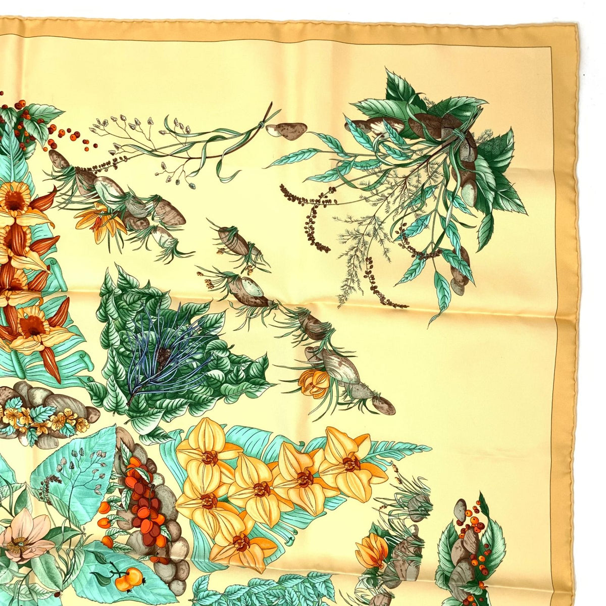 Hermes Carre 90 Pythagore Pythagoras Yellow Multicolor Silk Scarf — view 3