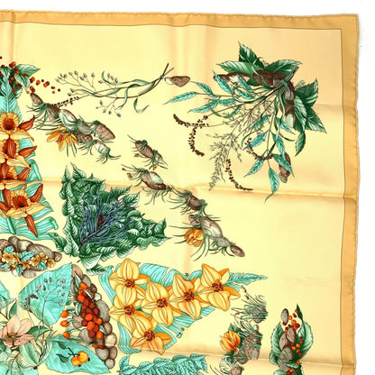 Hermes Carre 90 Pythagore Pythagoras Yellow Multicolor Silk Scarf — view 3