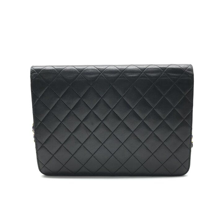 Chanel CC Logo Quilted Lambskin Chain Shoulder Bag Black — view 2