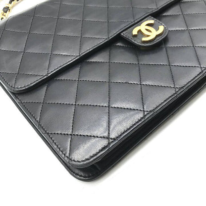 Chanel CC Logo Quilted Lambskin Chain Shoulder Bag Black — view 5