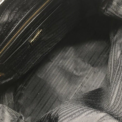 Prada Nylon Tessuto Logo Saffiano Leather Tote Shoulder Bag Black — view 7