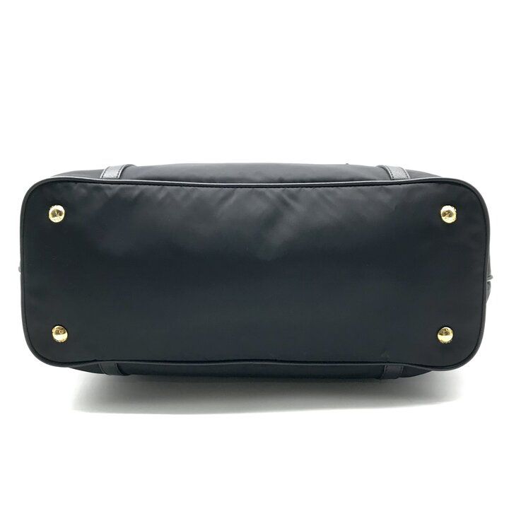 Prada Nylon Tessuto Logo Saffiano Leather Tote Shoulder Bag Black — view 3