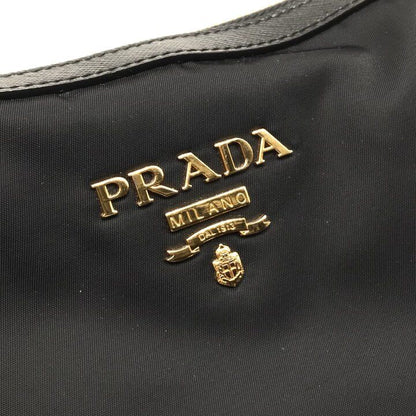 Prada Nylon Tessuto Logo Saffiano Leather Tote Shoulder Bag Black — view 8