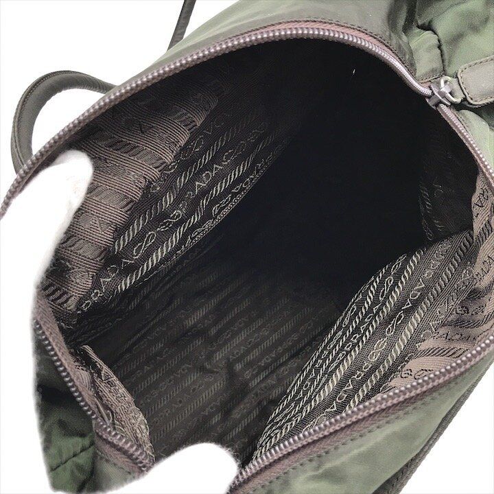 Prada Triangle Logo Nylon Tessuto Tote Bag Khaki Purse Y2k — view 8