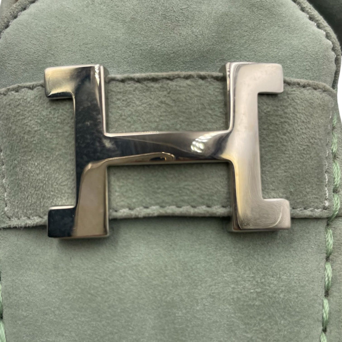 Hermes Loafers Suede Leather Moccasins Constance Mint Green — view 7
