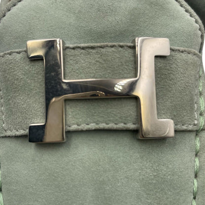 Hermes Loafers Suede Leather Moccasins Constance Mint Green — view 7