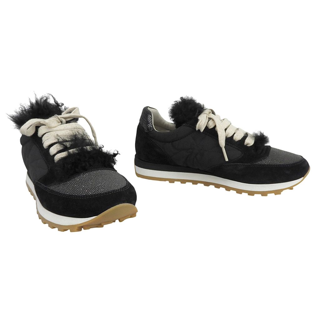 Brunello Cucinelli Moni Less Suede Sneakers Black 36.5 — view 2