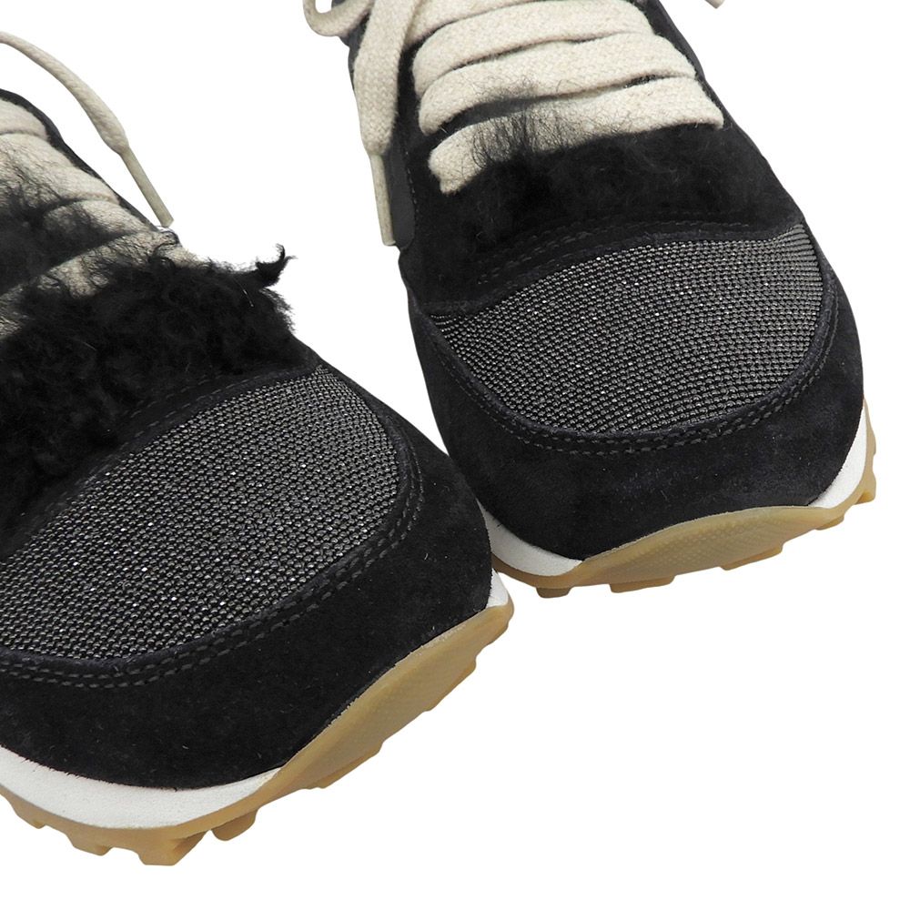Brunello Cucinelli Moni Less Suede Sneakers Black 36.5 — view 3