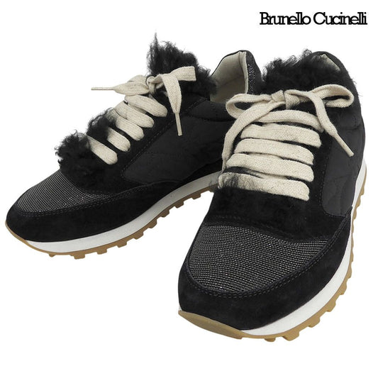 Brunello Cucinelli Moni Less Suede Sneakers Black 36.5