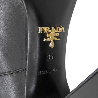 Prada Garter Strap Leather Long Boots High Heels Black 36 — view 8