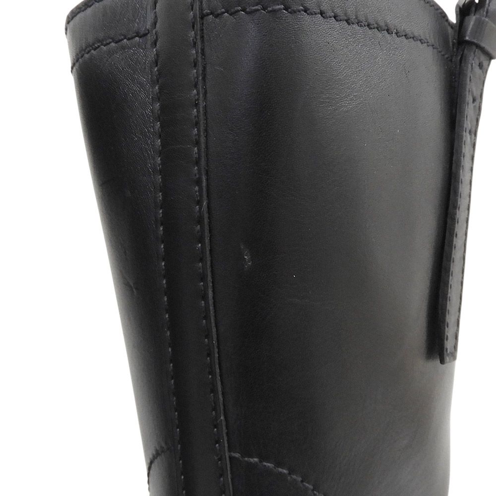 Prada Garter Strap Leather Long Boots High Heels Black 36 — view 5