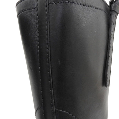 Prada Garter Strap Leather Long Boots High Heels Black 36 — view 5
