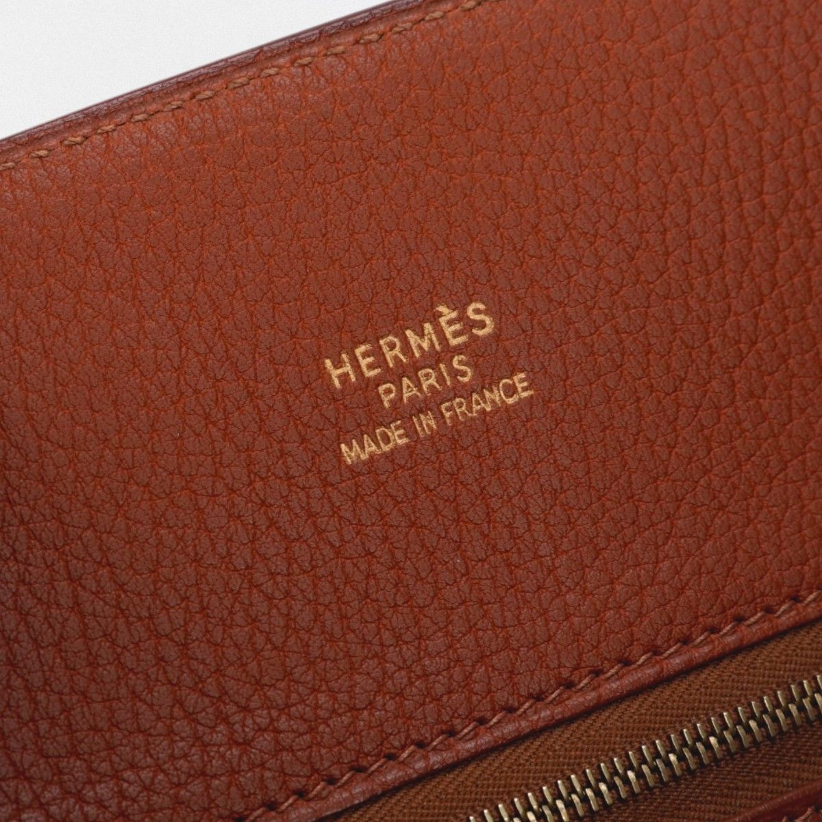 Hermes White Bus GM Tote Fjord Noisette Brown Gold Handbag — view 7