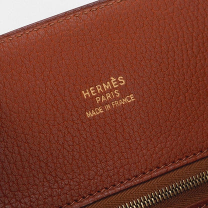 Hermes White Bus GM Tote Fjord Noisette Brown Gold Handbag — view 7