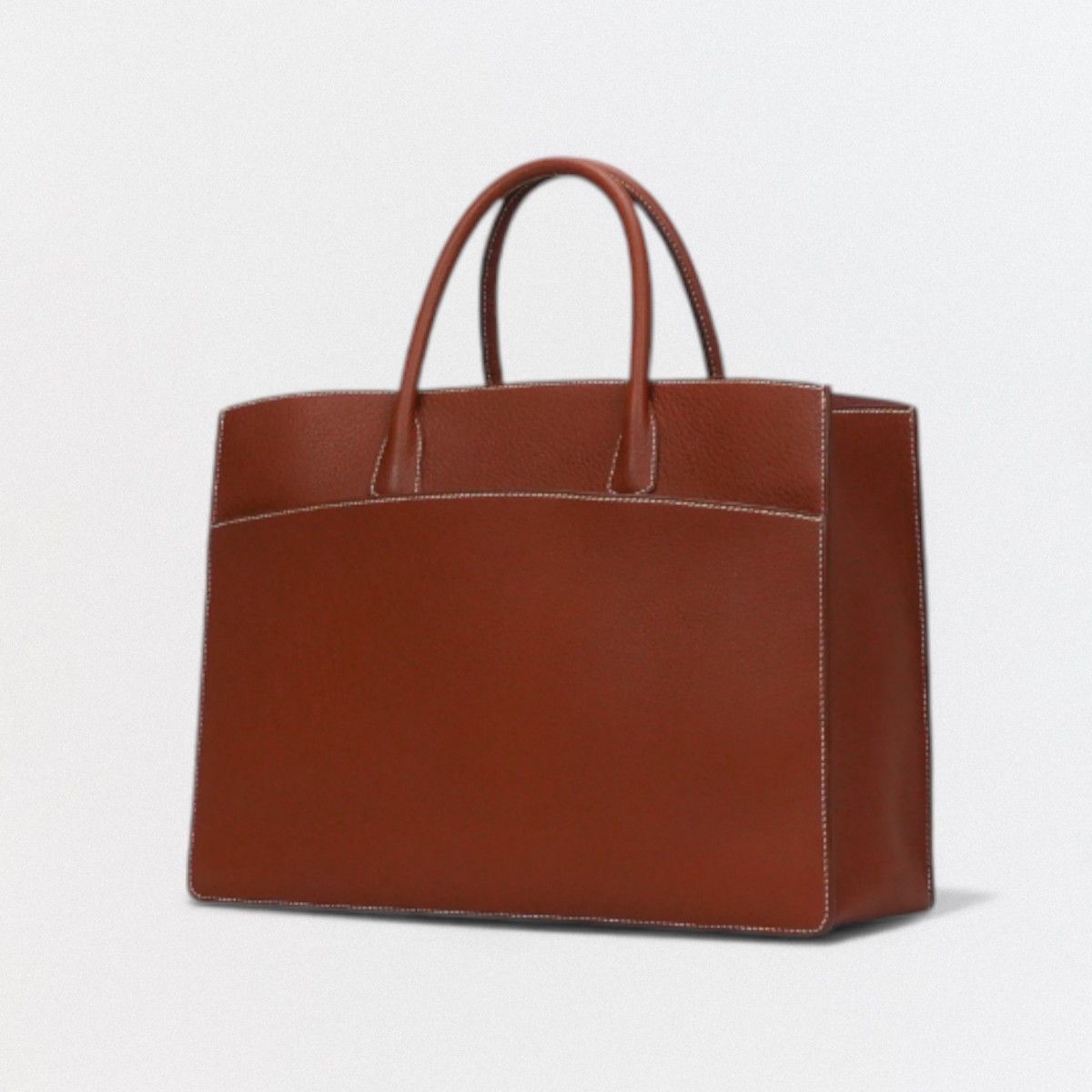Hermes White Bus GM Tote Fjord Noisette Brown Gold Handbag — view 2