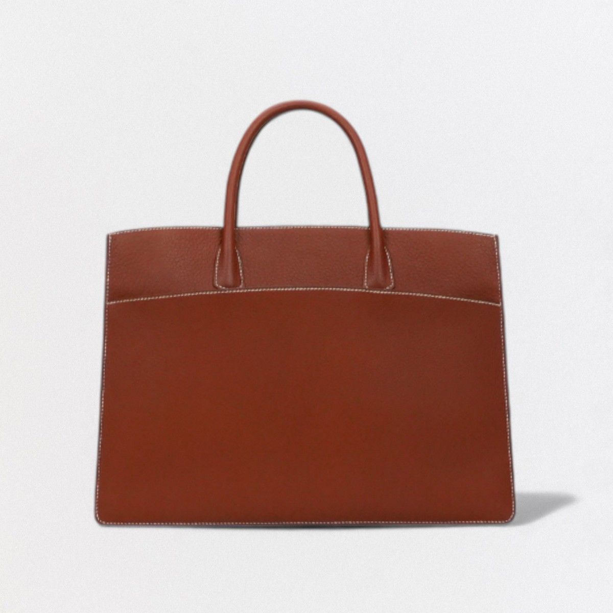 Hermes White Bus GM Tote Fjord Noisette Brown Gold Handbag