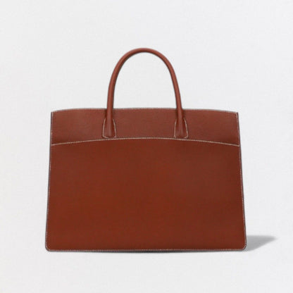 Hermes White Bus GM Tote Fjord Noisette Brown Gold Handbag