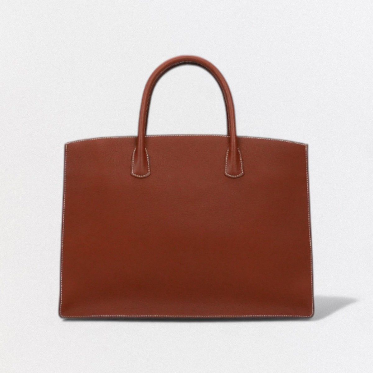 Hermes White Bus GM Tote Fjord Noisette Brown Gold Handbag — view 3