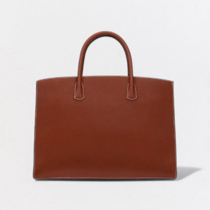 Hermes White Bus GM Tote Fjord Noisette Brown Gold Handbag — view 3